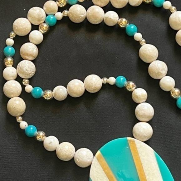 Karla Jordan‎ Vintage Statement Pendant Bead Chain Necklace - Picture 5 of 6